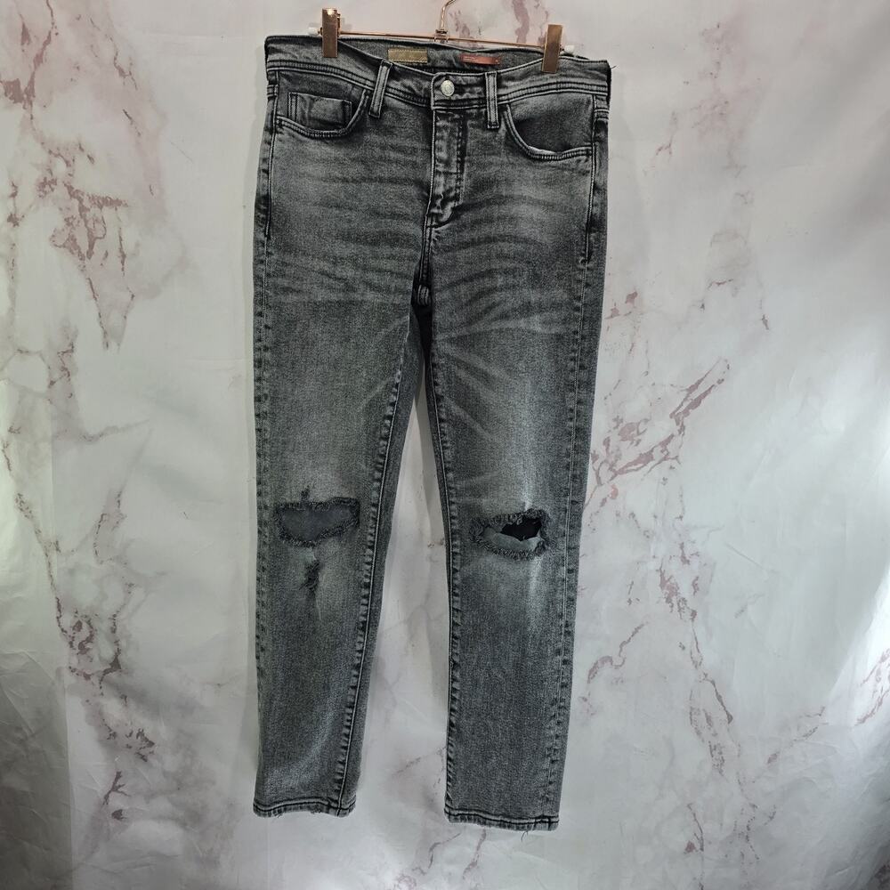 Anthropologie Jeans Womens 28 Gray Slim Boyfriend High Rise Denim Pilcro Ripped